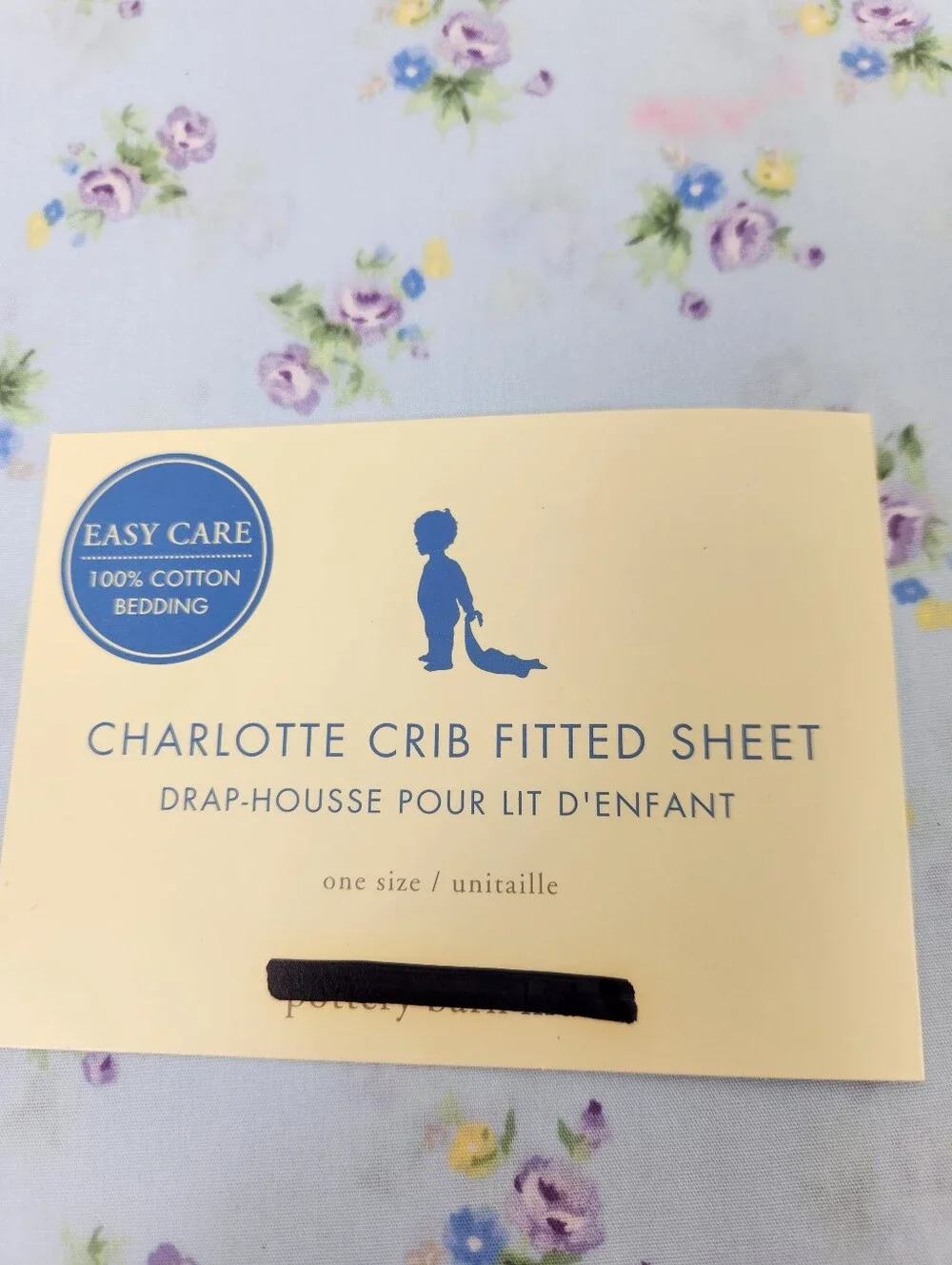 Pottery Barn Kids Charlotte Floral Crib Fitted Sheet 100% Cotton NOS *Flaw*